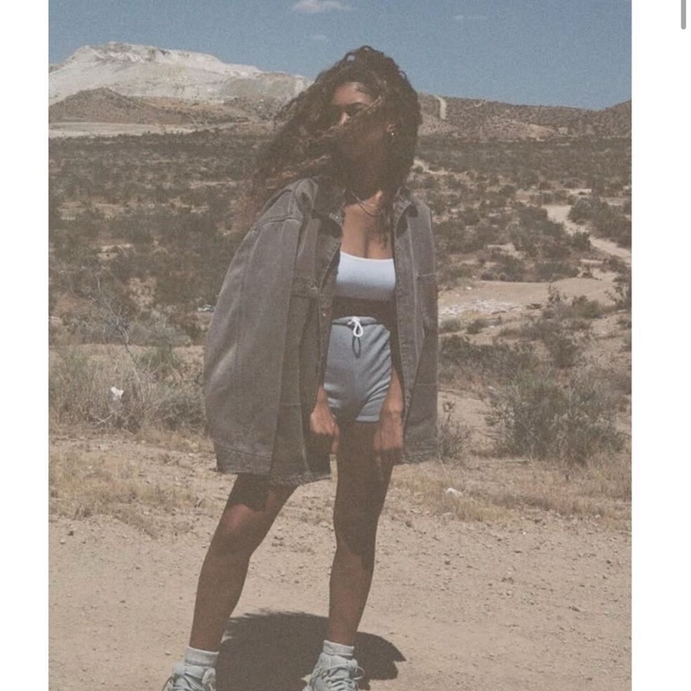 Joah Brown High Waist Shorts in Light Blue